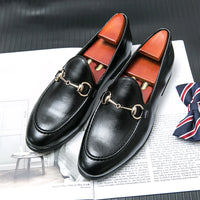 Mocassin Cuir Noir Avec Mors Doré Chic Homme
