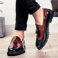 Mocassins Formelle Bordeau En Cuir Véritable Pour Homme
