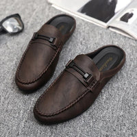 Chausson Mocassin Mule Ouvert Marron
