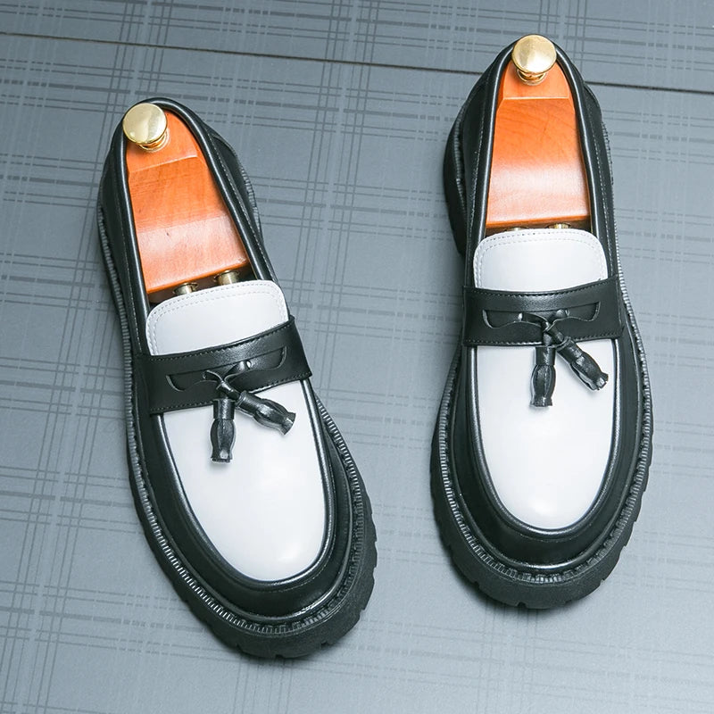 Mocassin Plateforme En Cuir Noir Mat Pour Homme