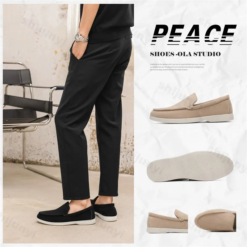 Mocassin En Daim Bleu Clair Pour Homme