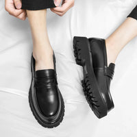 Mocassin Plateforme En Cuir Noir Mat Pour Homme