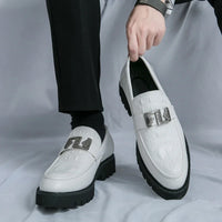 Mocassin Compensé En Cuir Blanc Pour Homme