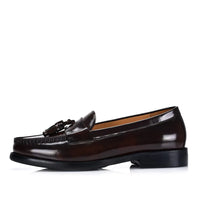Mocassin Homme Cuir Marron Vernis À Talon