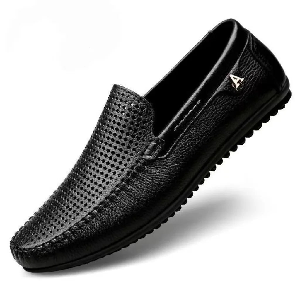 Mocassins Noir Bateau En Cuir Souples