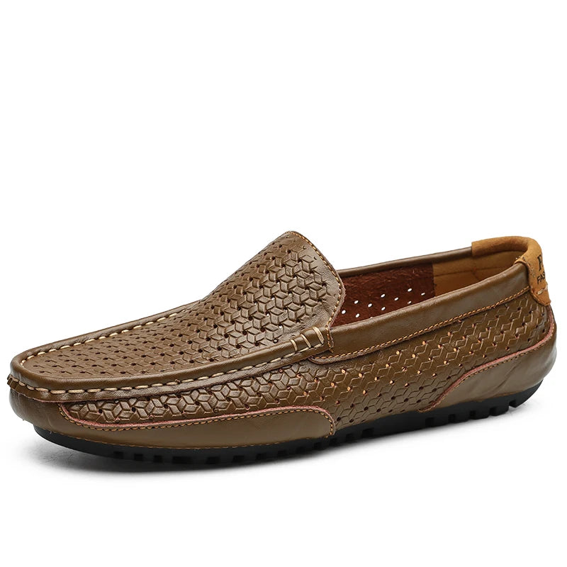 Mocassin En Cuir Véritable Jaune Pour Bateau Homme