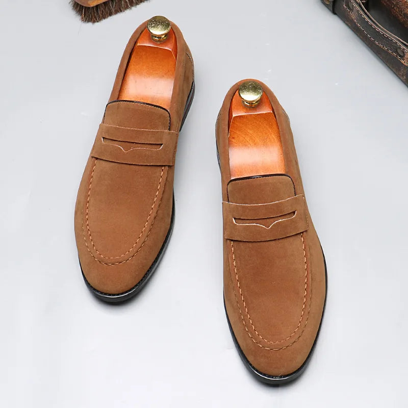 Mocassins Homme Marron En Daim Classique