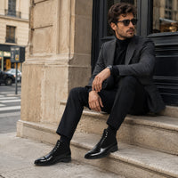 Noble Chaussure Bottine Homme À Lacets Bottines À Lacets Noir Homme