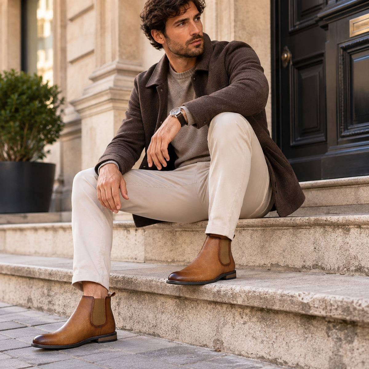 Noble Chaussure Bottine Homme Caoutchouc Boots Et Bottines Homme
