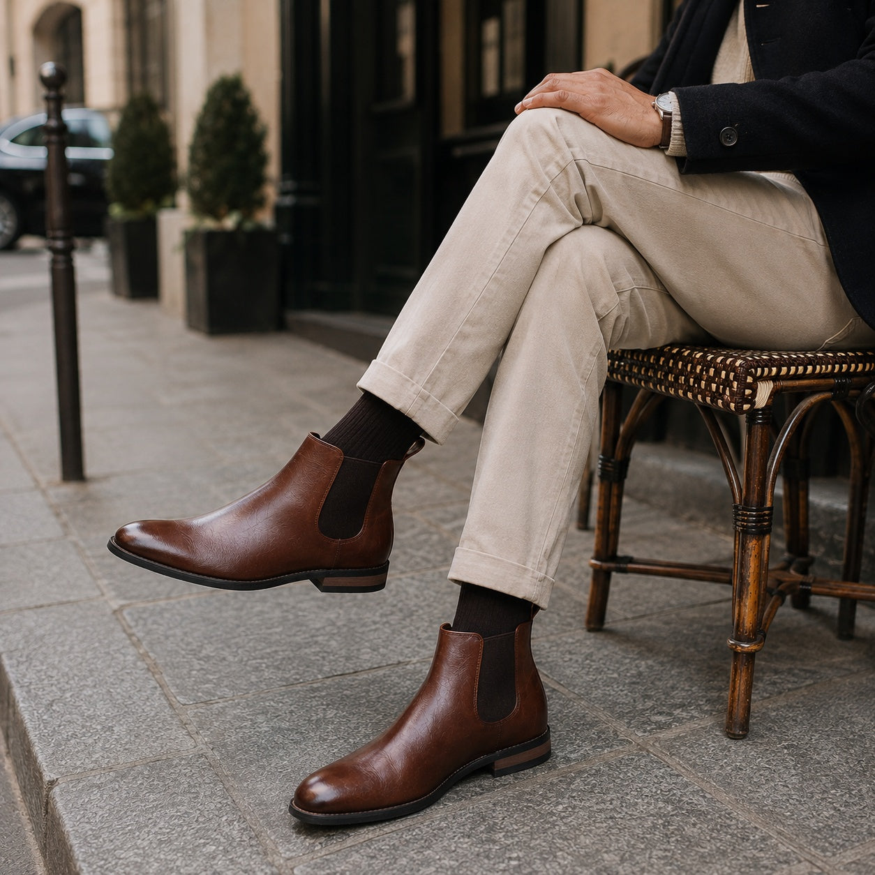 Noble Chaussure Bottine Homme Caoutchouc Bottine Style Homme