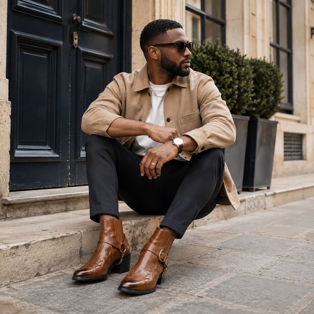 Noble Chaussure Bottine Homme Caoutchouc Bottines Cowboy Homme