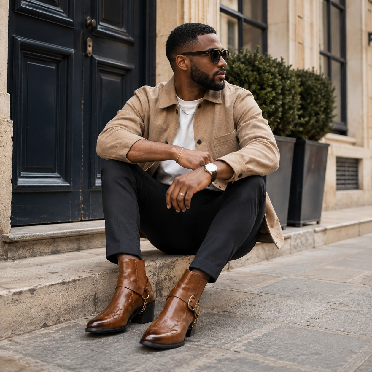 Noble Chaussure Bottine Homme Caoutchouc Bottines Cowboy Homme