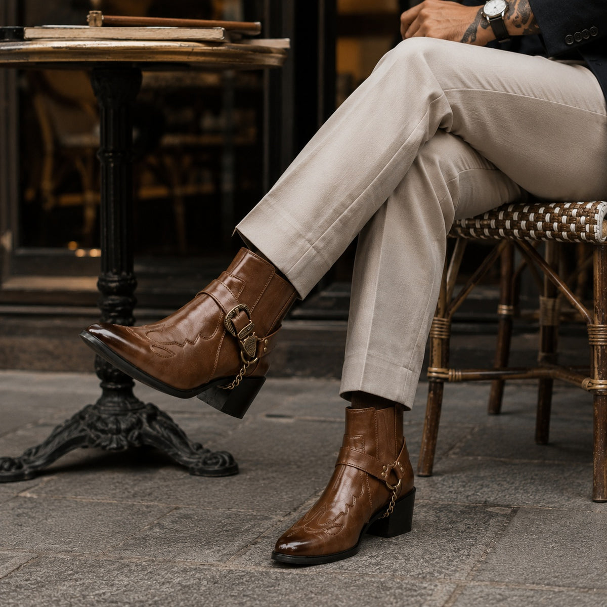 Noble Chaussure Bottine Homme Caoutchouc Bottines Cowboy Homme