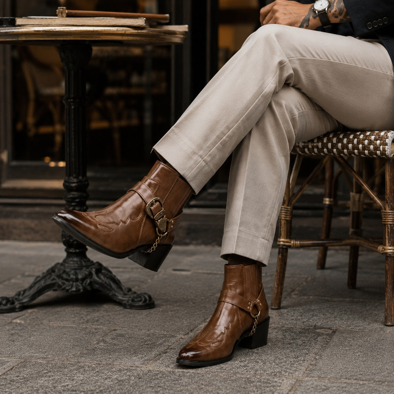 Noble Chaussure Bottine Homme Caoutchouc Bottines Cowboy Homme