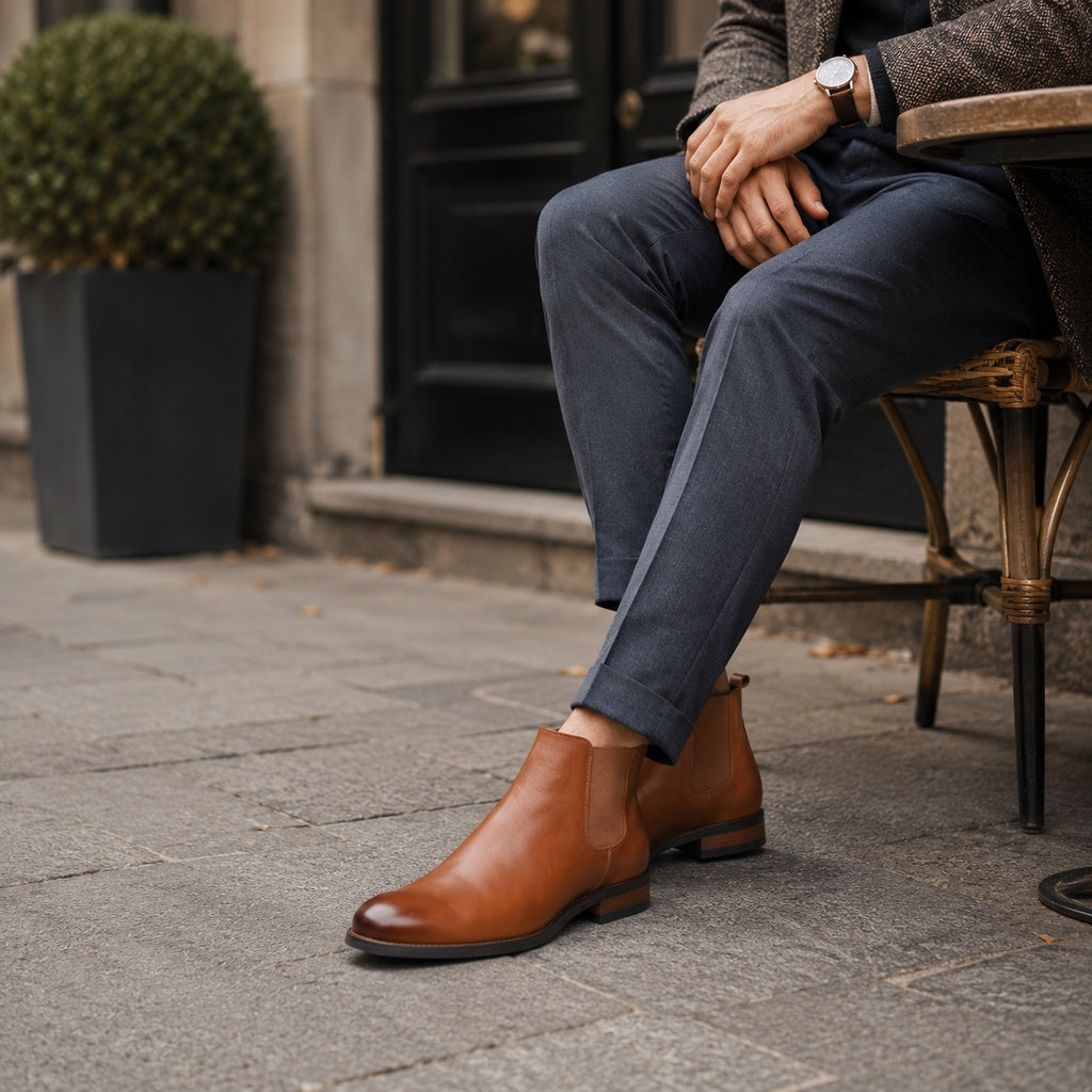 Noble Chaussure Bottine Homme Caoutchouc Bottines Fermeture Éclair Homme