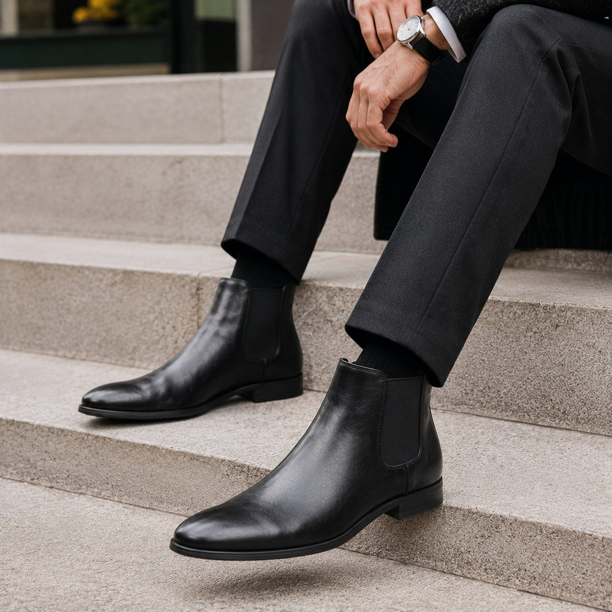 Noble Chaussure Bottine Homme Caoutchouc Bottines Homme Avec Zip