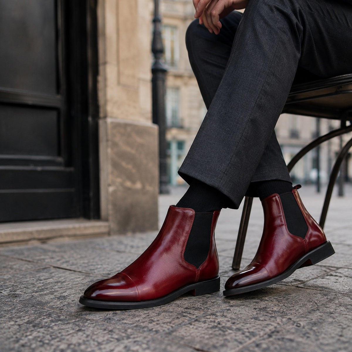 Noble Chaussure Bottine Homme Chelsea Bottines Chelsea Homme Bordeaux
