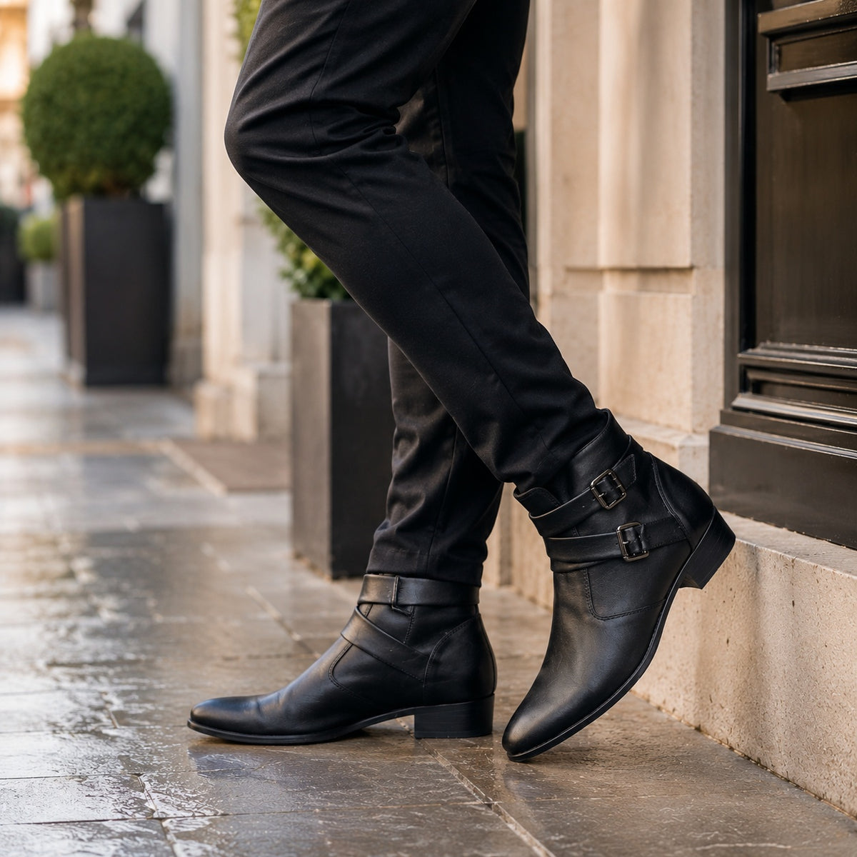 Noble Chaussure Bottine Homme Cuir Bottine Homme À Boucle