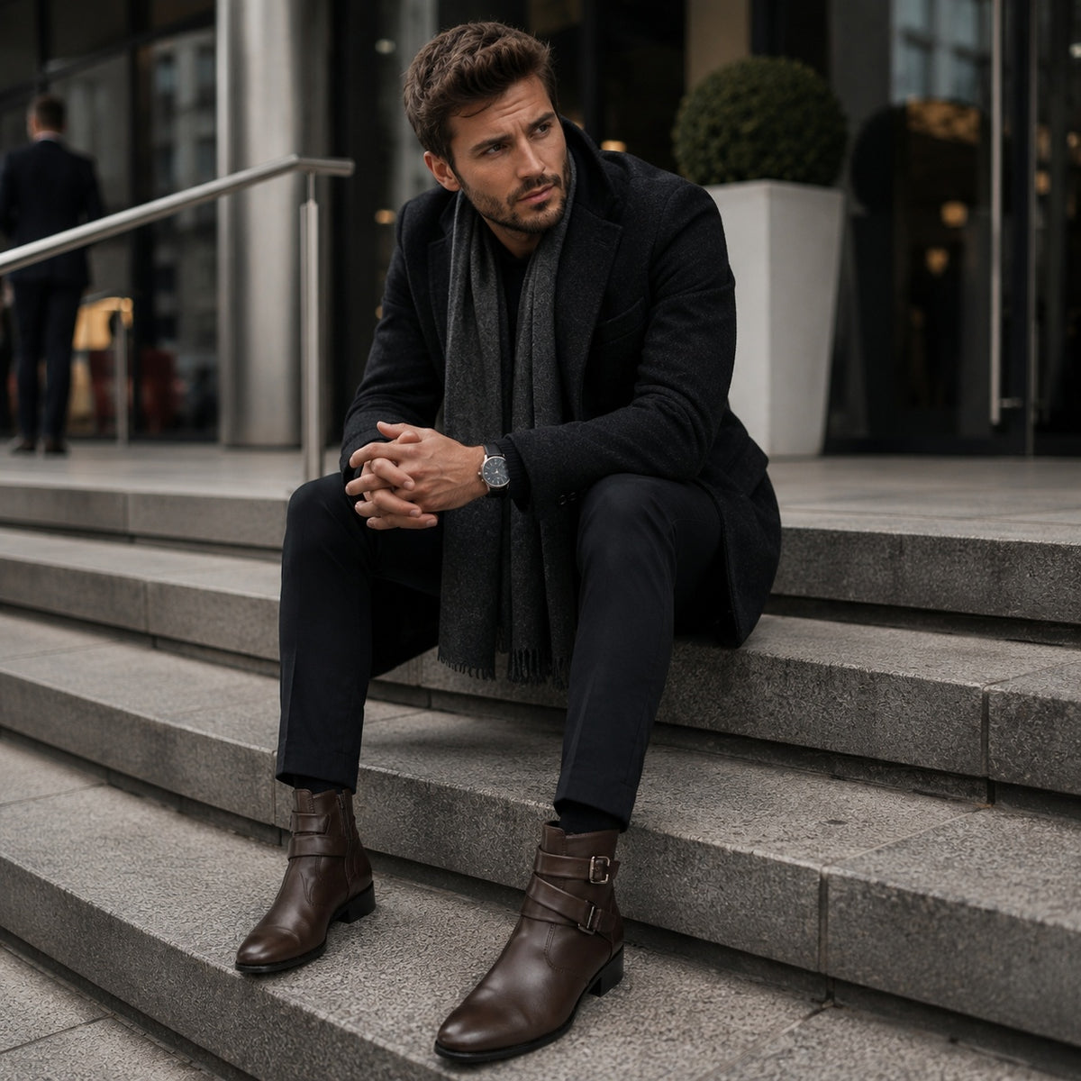 Noble Chaussure Bottine Homme Cuir Bottine Homme Avec Boucle