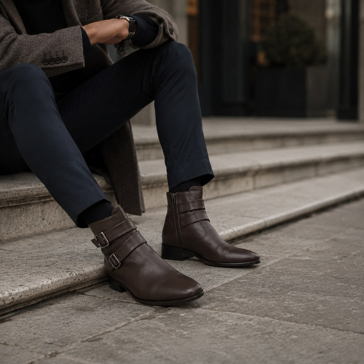 Noble Chaussure Bottine Homme Cuir Bottine Homme Avec Boucle
