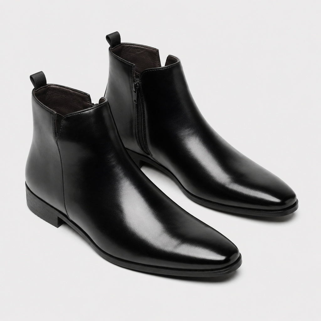 Noble Chaussure Bottine Homme Cuir Bottine Homme Fermeture Éclair Côté