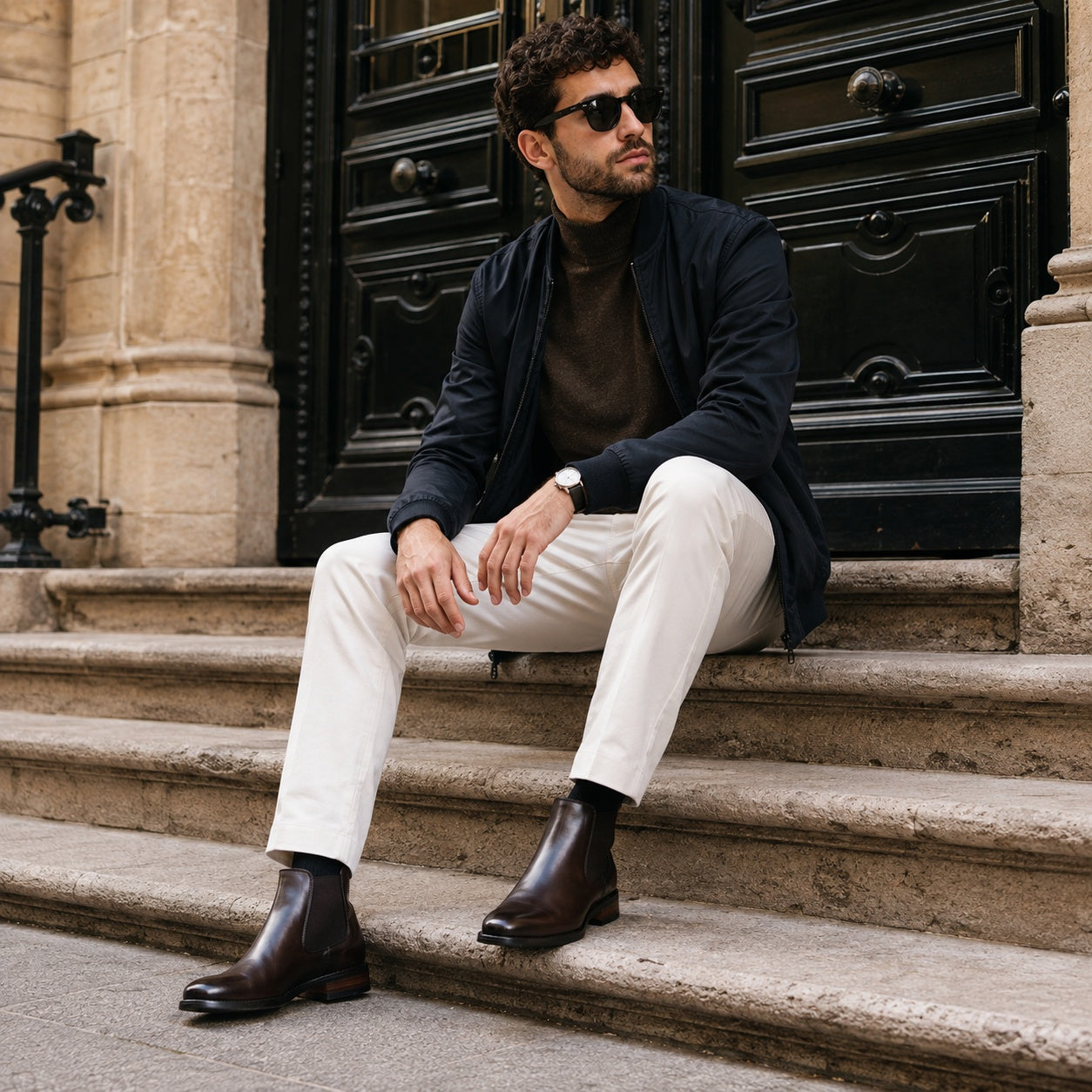 Noble Chaussure Bottine Homme Cuir Bottine Mi Haute Homme