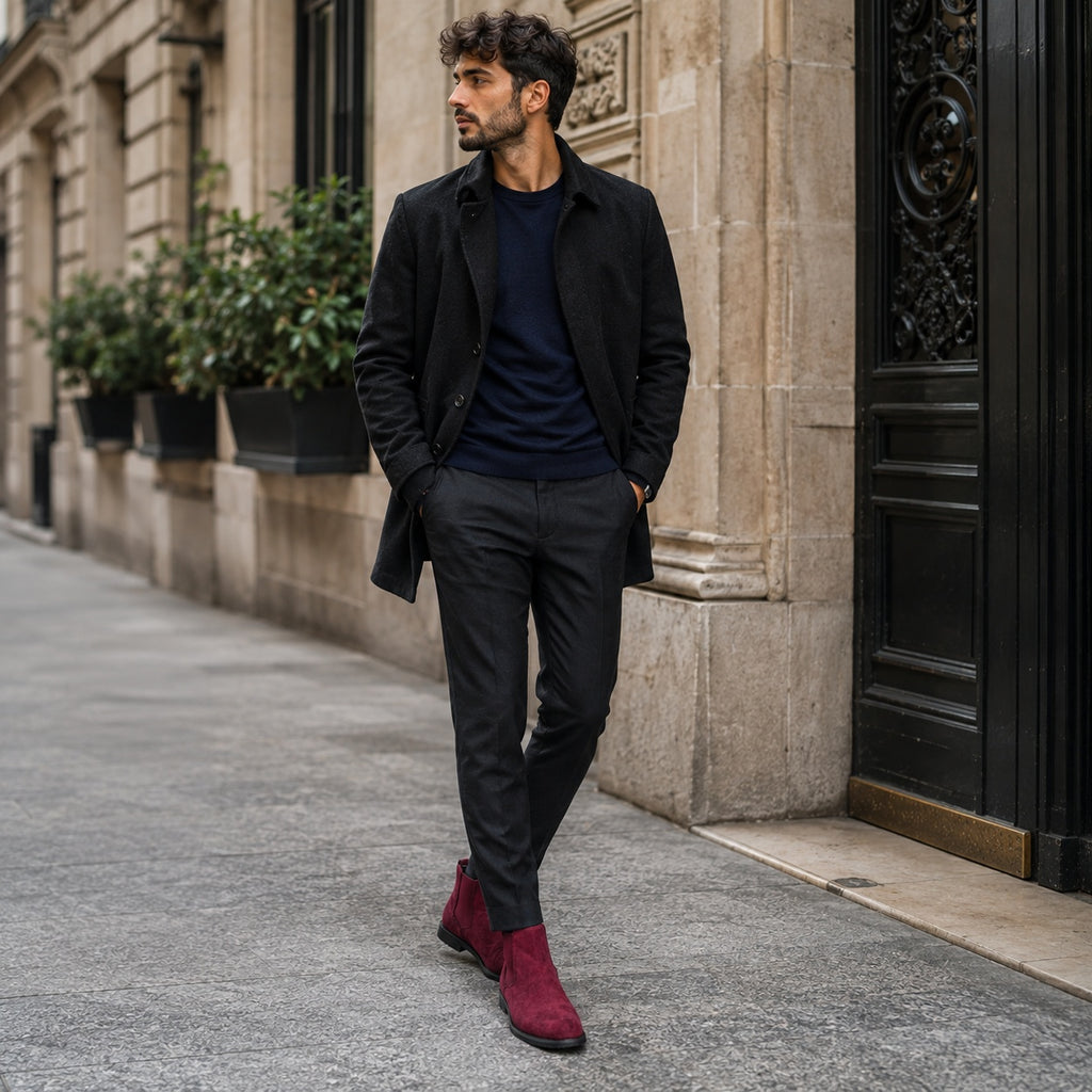 Noble Chaussure Bottine Homme Cuir Bottine Rouge Homme