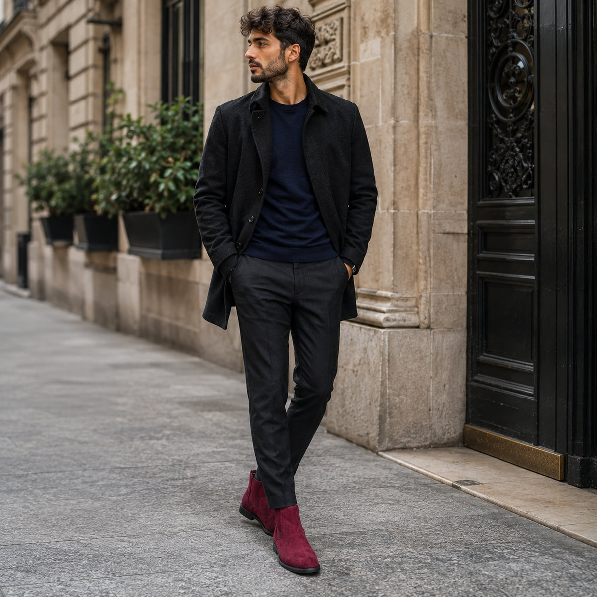 Noble Chaussure Bottine Homme Cuir Bottine Rouge Homme