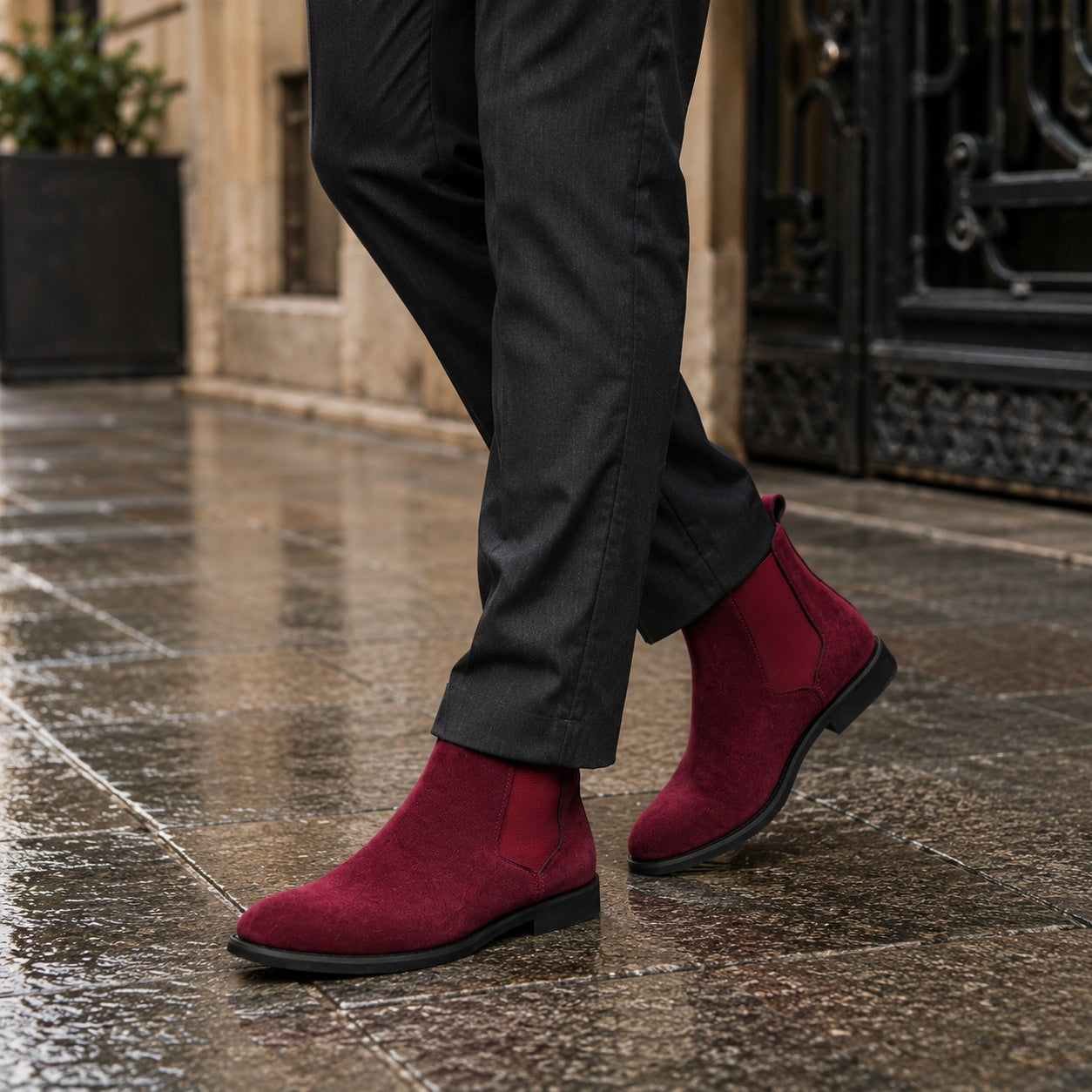 Noble Chaussure Bottine Homme Cuir Bottine Rouge Homme
