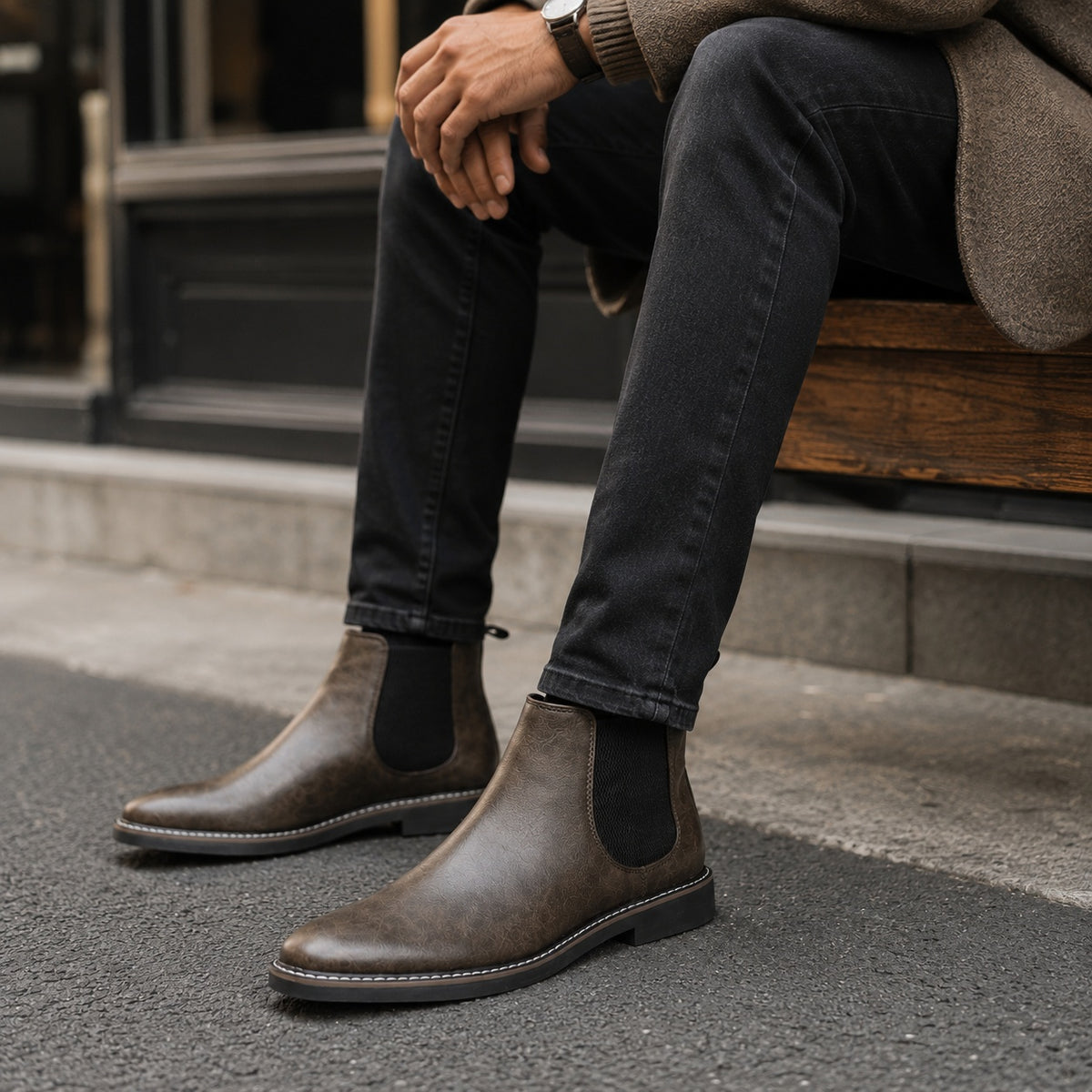 Noble Chaussure Bottine Homme Cuir Bottines Brunes Homme