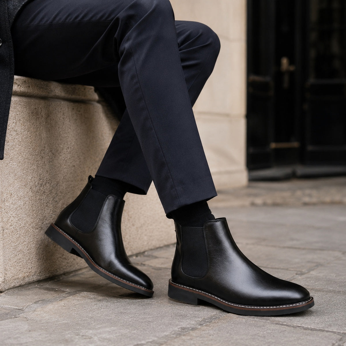 Noble Chaussure Bottine Homme Cuir Bottines Chelsea Cuir Noir Homme