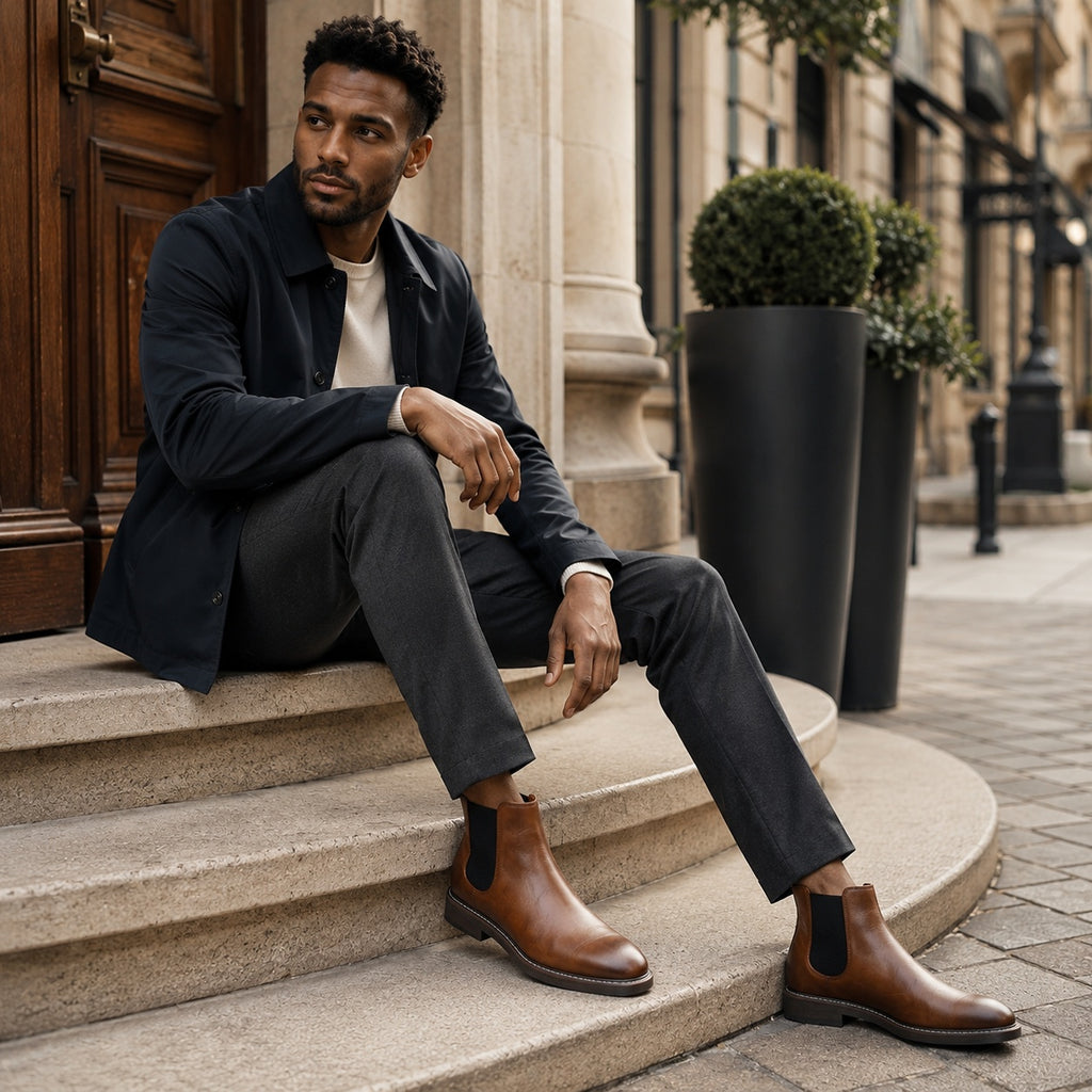 Noble Chaussure Bottine Homme Cuir Bottines Chelsea Homme Cuir Marron