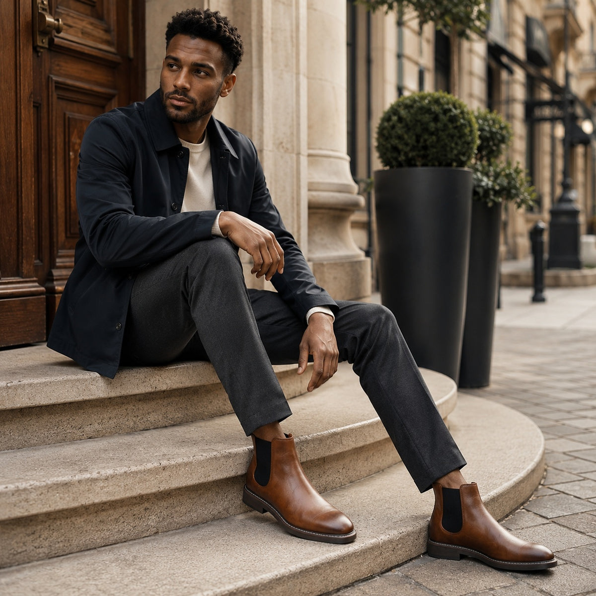 Noble Chaussure Bottine Homme Cuir Bottines Chelsea Homme Cuir Marron