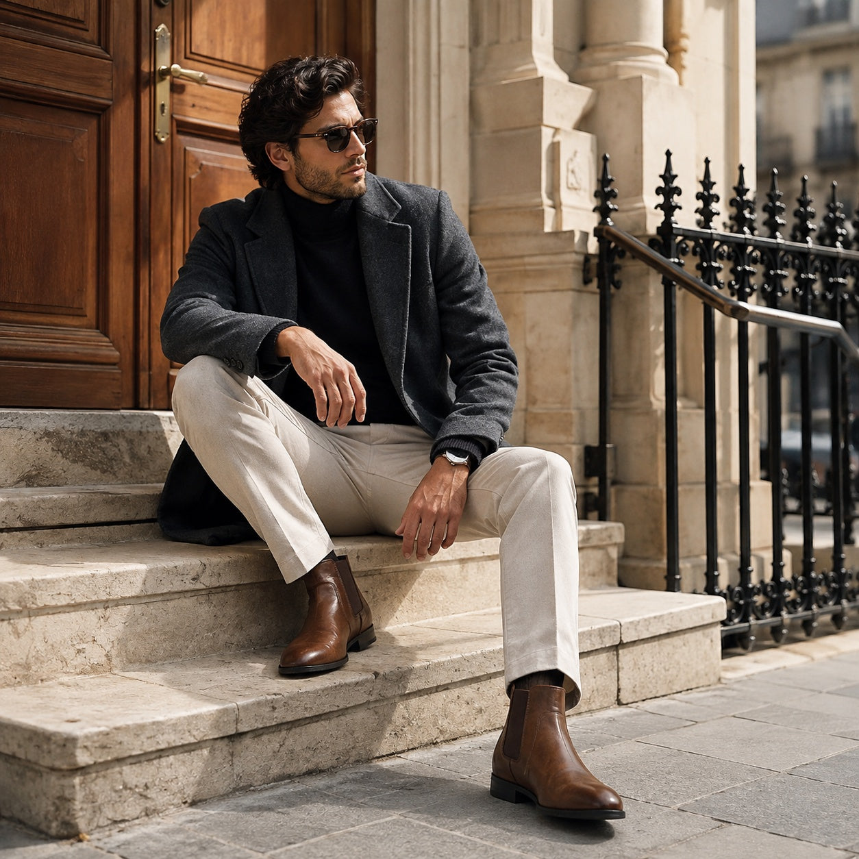 Noble Chaussure Bottine Homme Cuir Bottines Elastique Homme