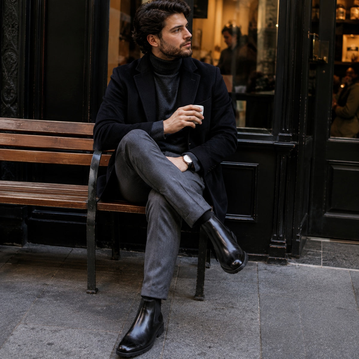 Noble Chaussure Bottine Homme Cuir Bottines Noires Hommes