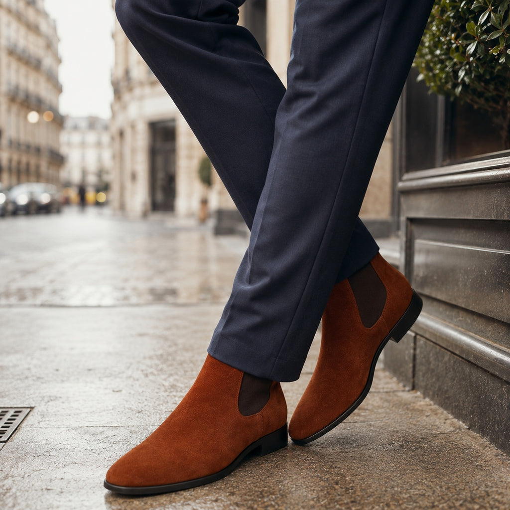 Noble Chaussure Bottine Homme Daim Bottines Chelsea Homme Daim Marron