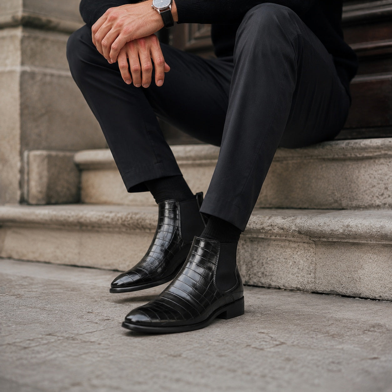 Noble Chaussure Bottine Homme Daim Bottines Chelsea Homme Daim Noir