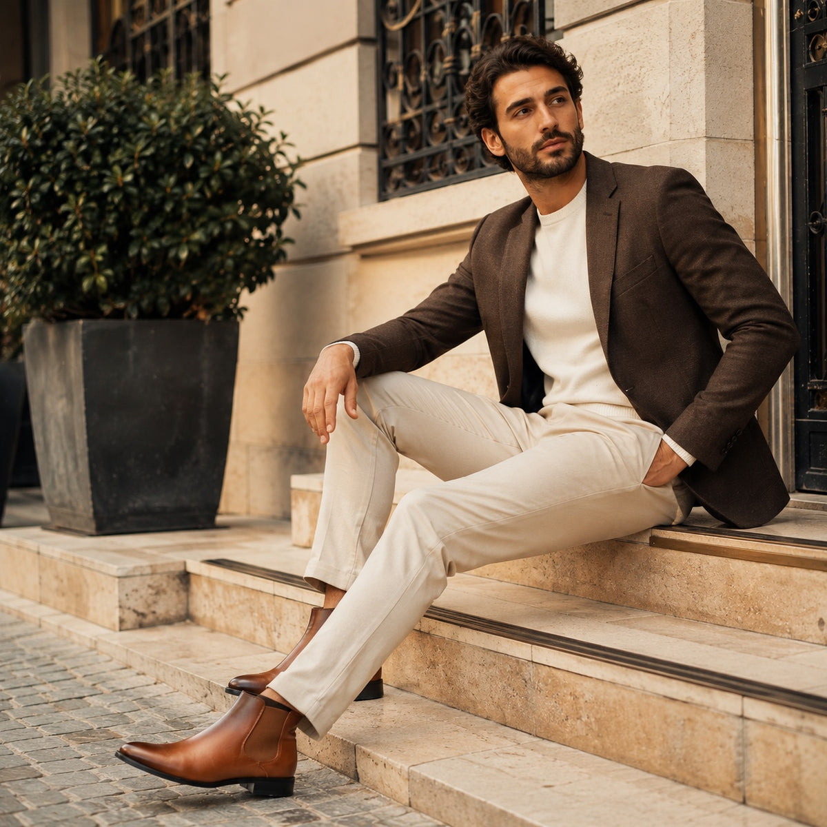 Noble Chaussure Bottine Homme Daim Bottines Daim Camel Homme