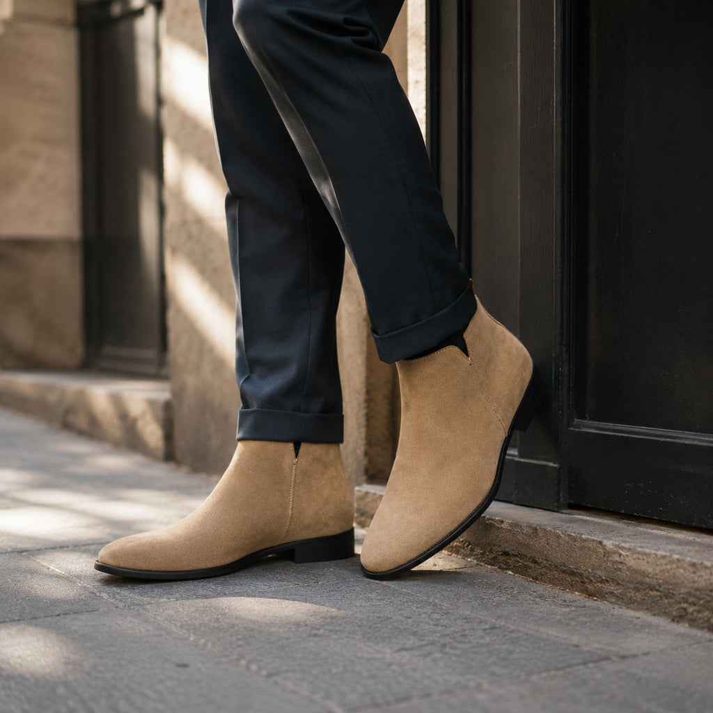 Noble Chaussure Bottine Homme Daim Bottines En Daim Beige Homme