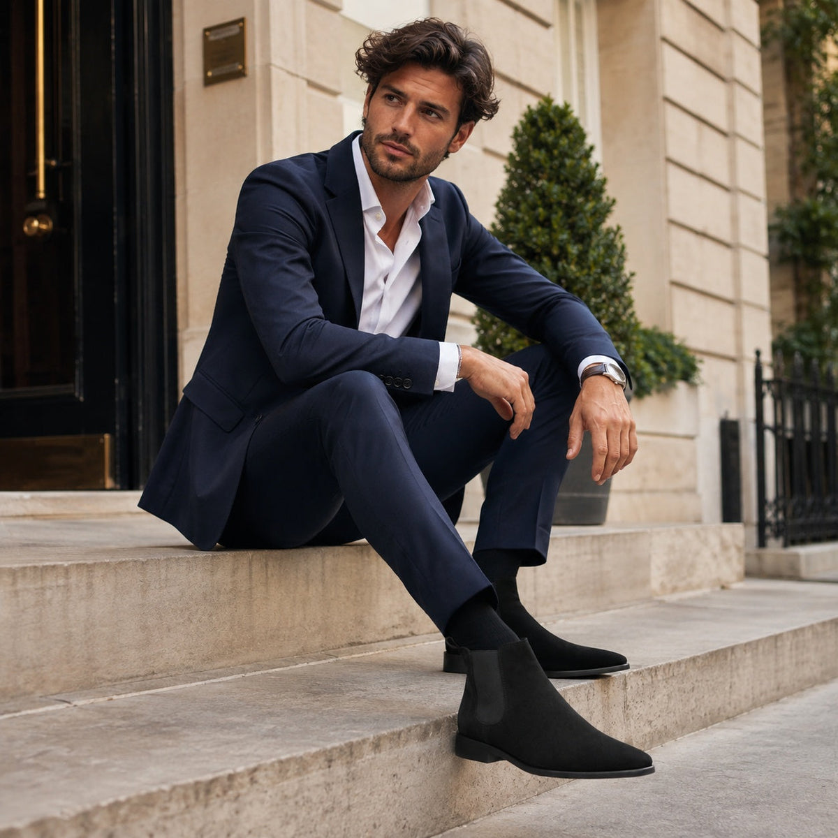 Noble Chaussure Bottine Homme Daim Bottines En Daim Noir Homme