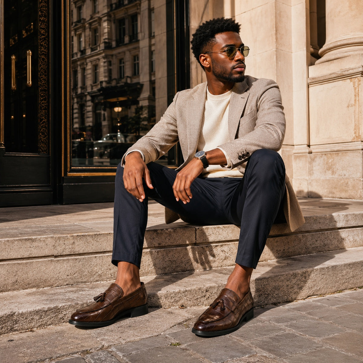 Noble Chaussure Mocassin Homme À Gland Mocassin À Gland Croco