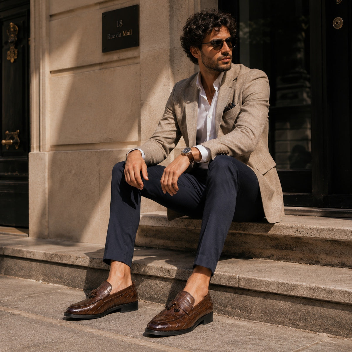 Noble Chaussure Mocassin Homme À Gland Mocassin À Gland Croco