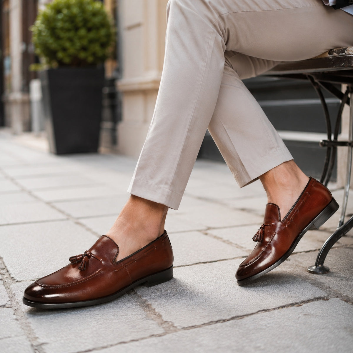 Noble Chaussure Mocassin Homme À Gland Mocassin À Gland Homme Marron