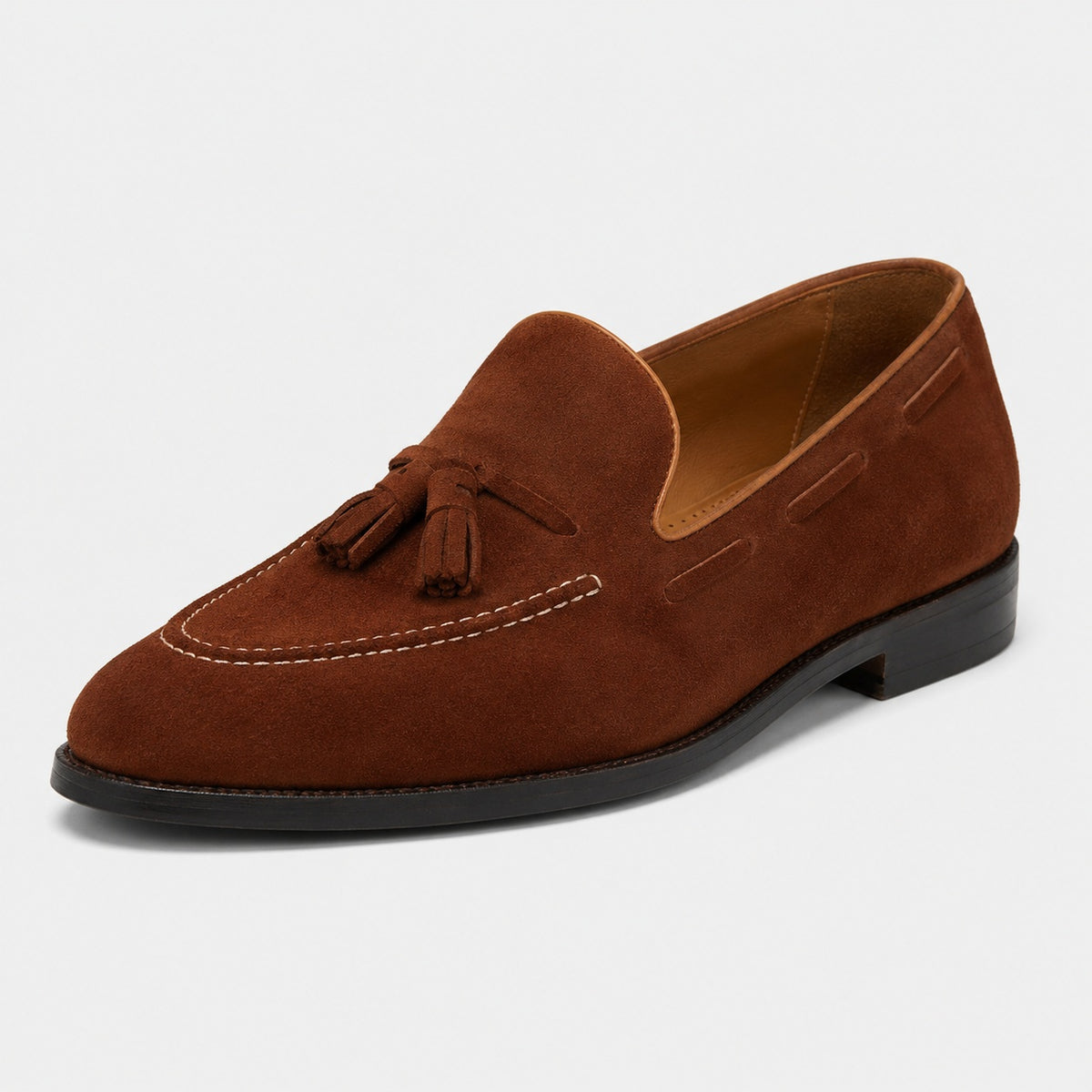 Noble Chaussure Mocassin Homme À Gland Mocassin En Dain À Gland Marron Foncé Talon Homme