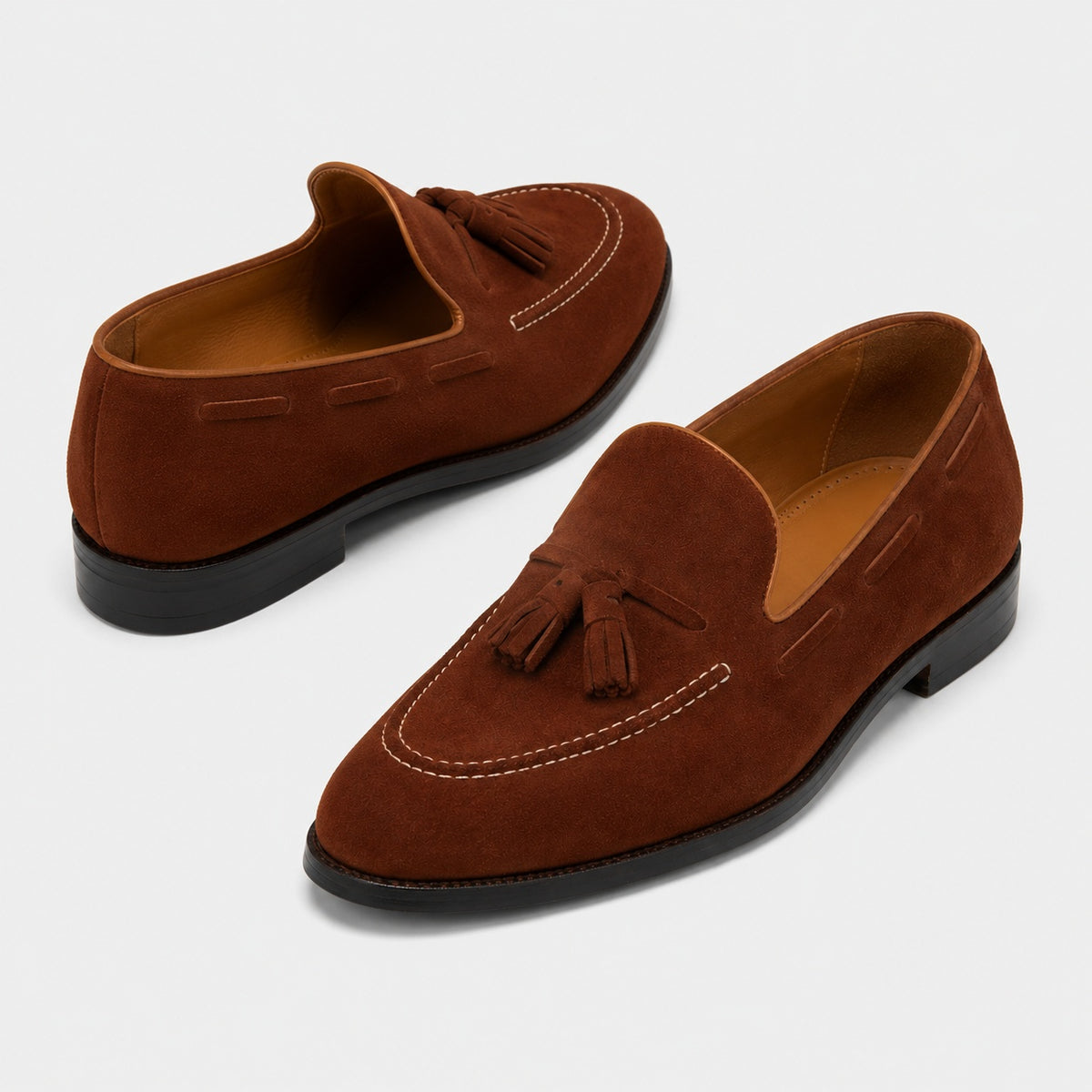 Noble Chaussure Mocassin Homme À Gland Mocassin En Dain À Gland Marron Foncé Talon Homme