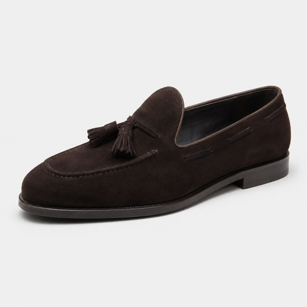Noble Chaussure Mocassin Homme À Gland Mocassin En Dain À Gland Noir Foncé Talon Homme