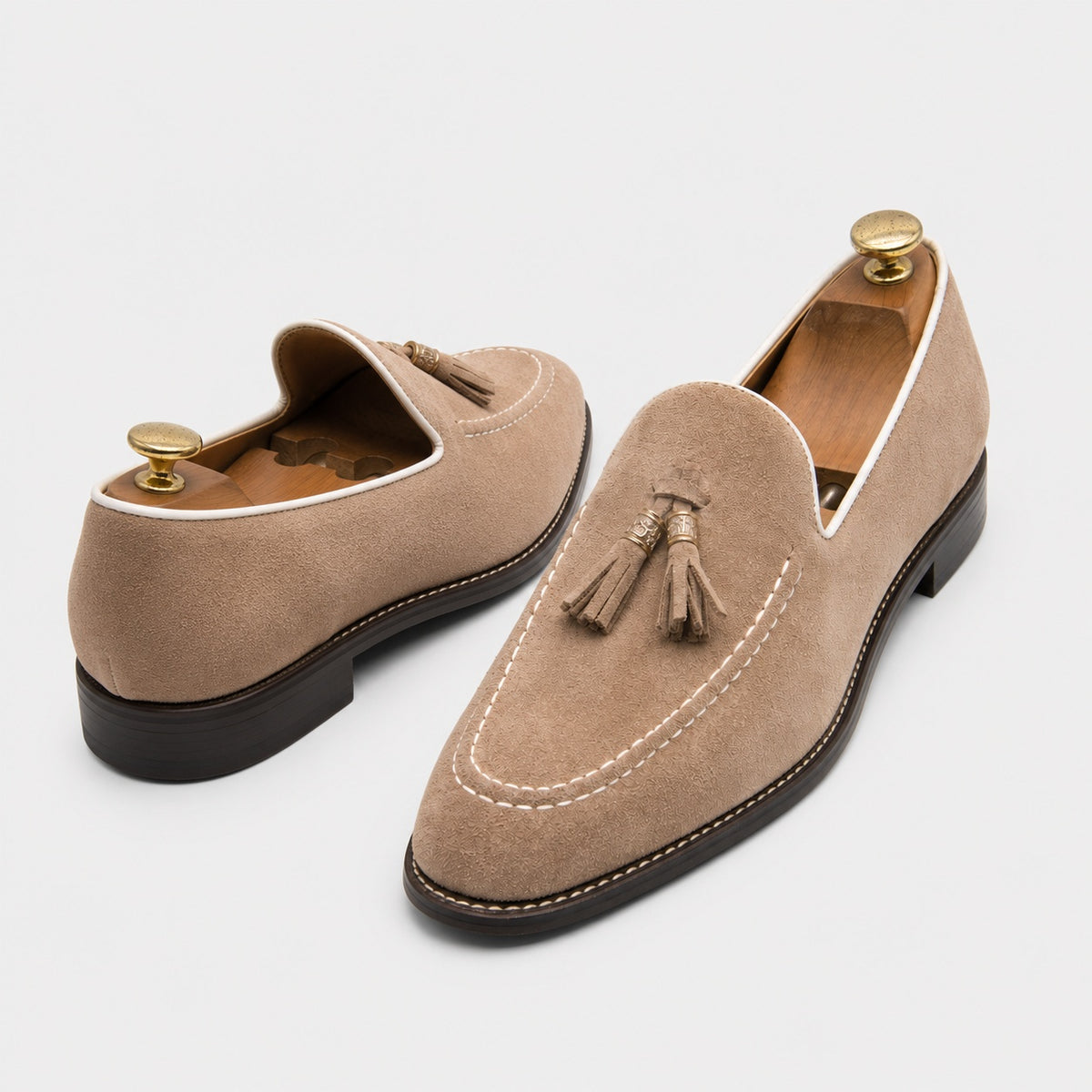 Noble Chaussure Mocassin Homme À Gland Mocassin Homme Daim Beige À Glands Élégant