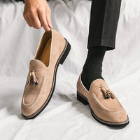 Noble Chaussure Mocassin Homme À Gland Mocassin Homme Daim Beige À Glands Élégant