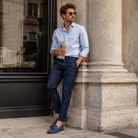 Noble Chaussure Mocassin Homme À Gland Mocassin Homme Daim Bleu à Glands Élégant