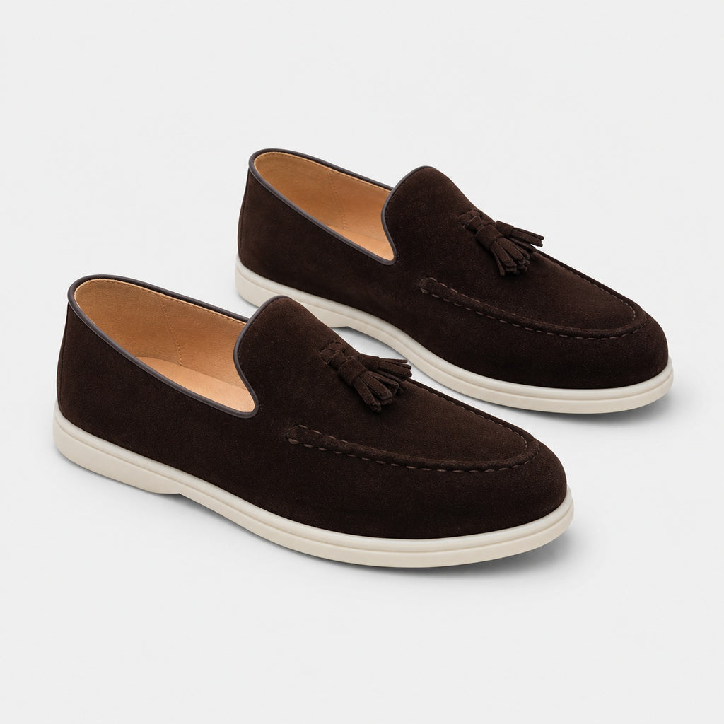 Noble Chaussure Mocassin Homme À Gland Mocassin Homme Daim Marron À Gland
